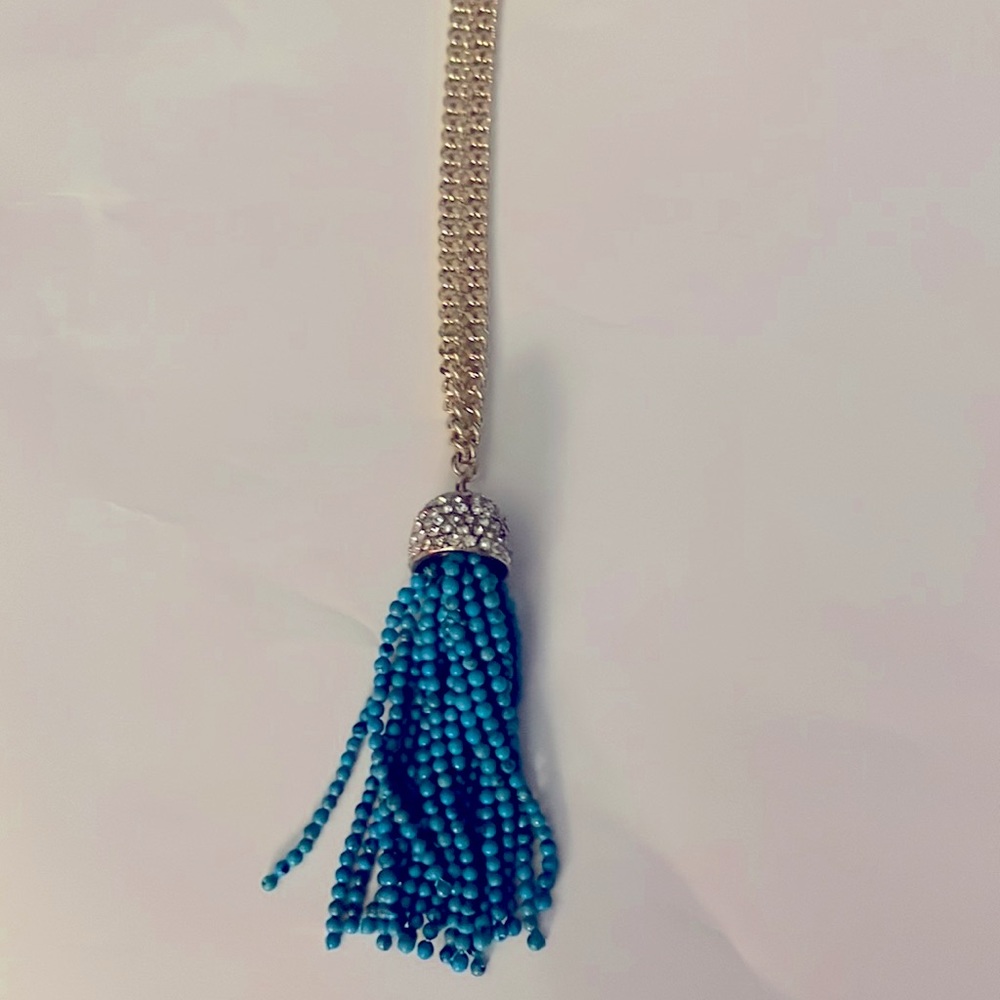 Baublebar goldtone faux turquoise tassel necklace